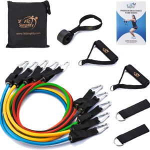 12-Piece Resistance Tube Bands Set with Exercise Guide