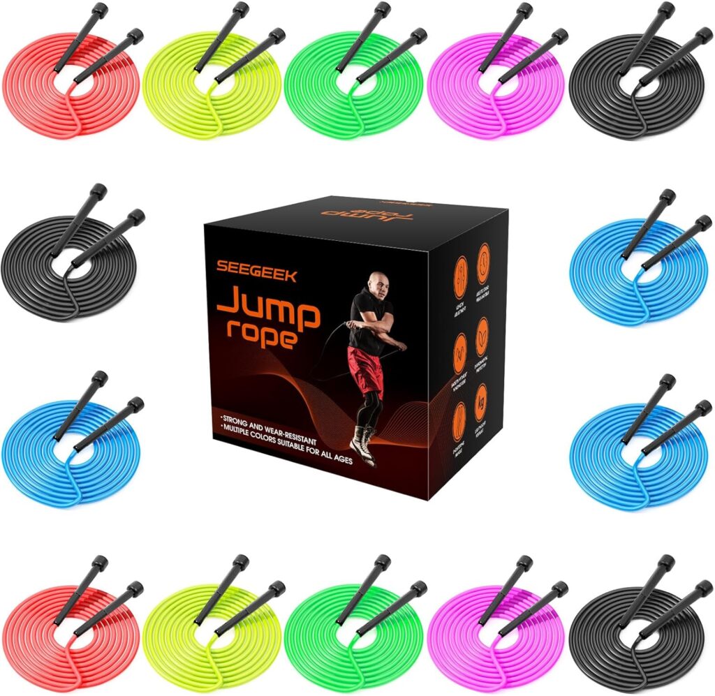 Adjustable PVC Jump Ropes for Cardio, Set of 14