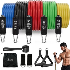 150 lbs Resistance Bands with Handles for Home Workouts - Portable Exercise Set