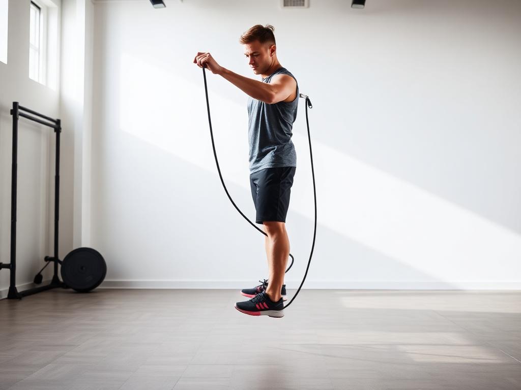 Side view of correct jump rope form and posture