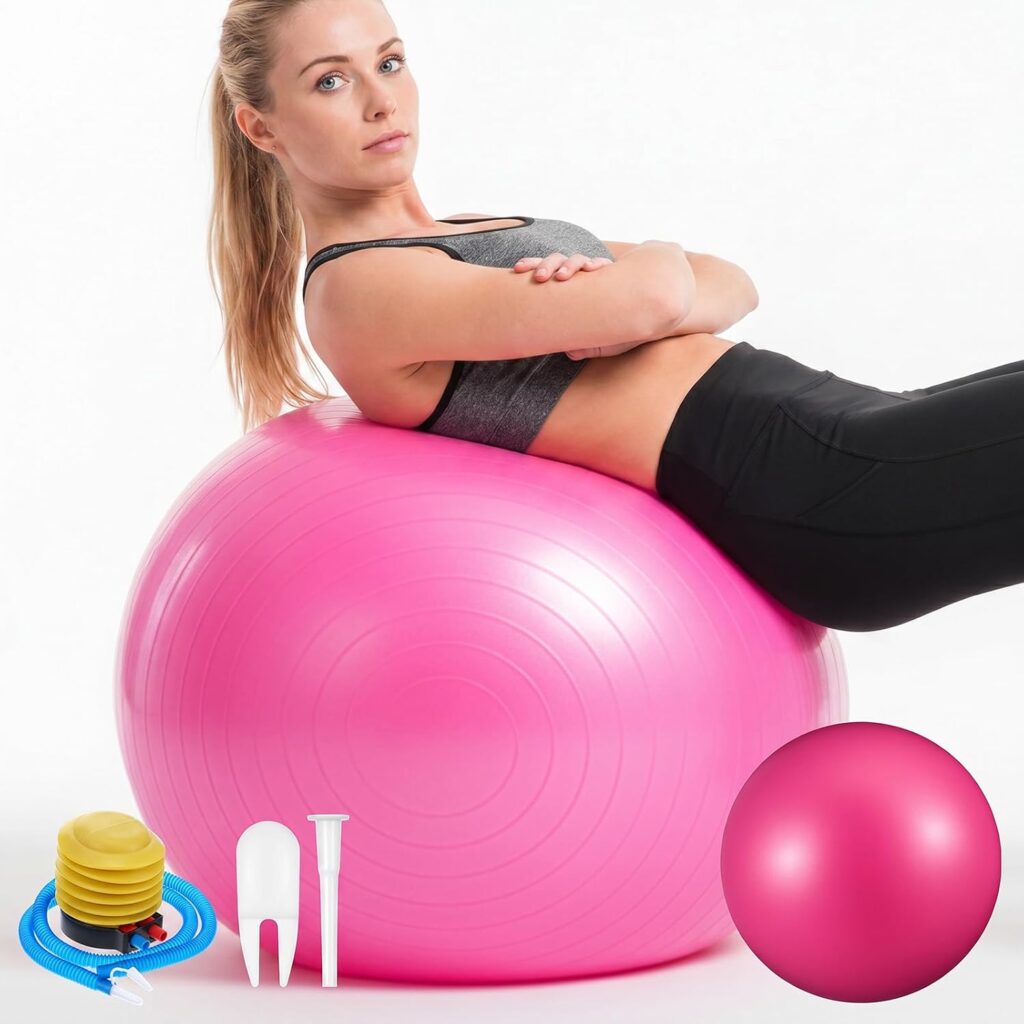 2Pcs 25 Inch Yoga & Pilates Exercise Balls for Workouts, Birthing & Core Training